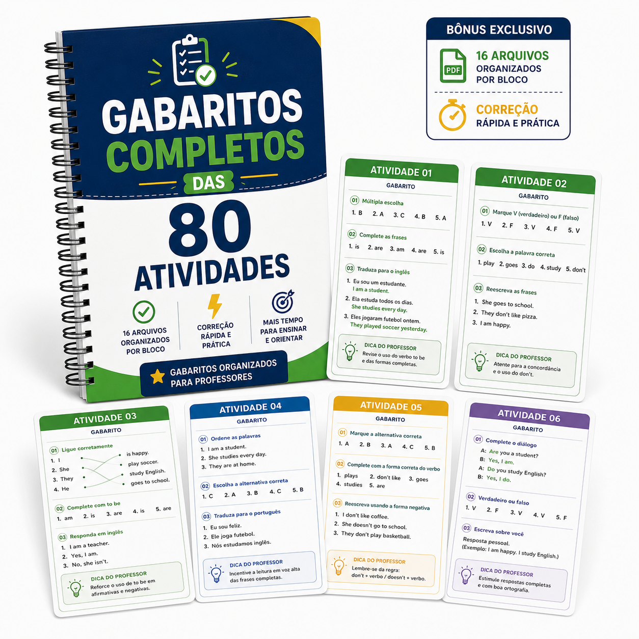 Bônus #6: GABARITOS COMPLETOS DAS 80 ATIVIDADES